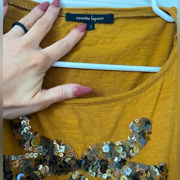 Nanette Lepore Sequins Gold Tank Top - Picture 3 of 4